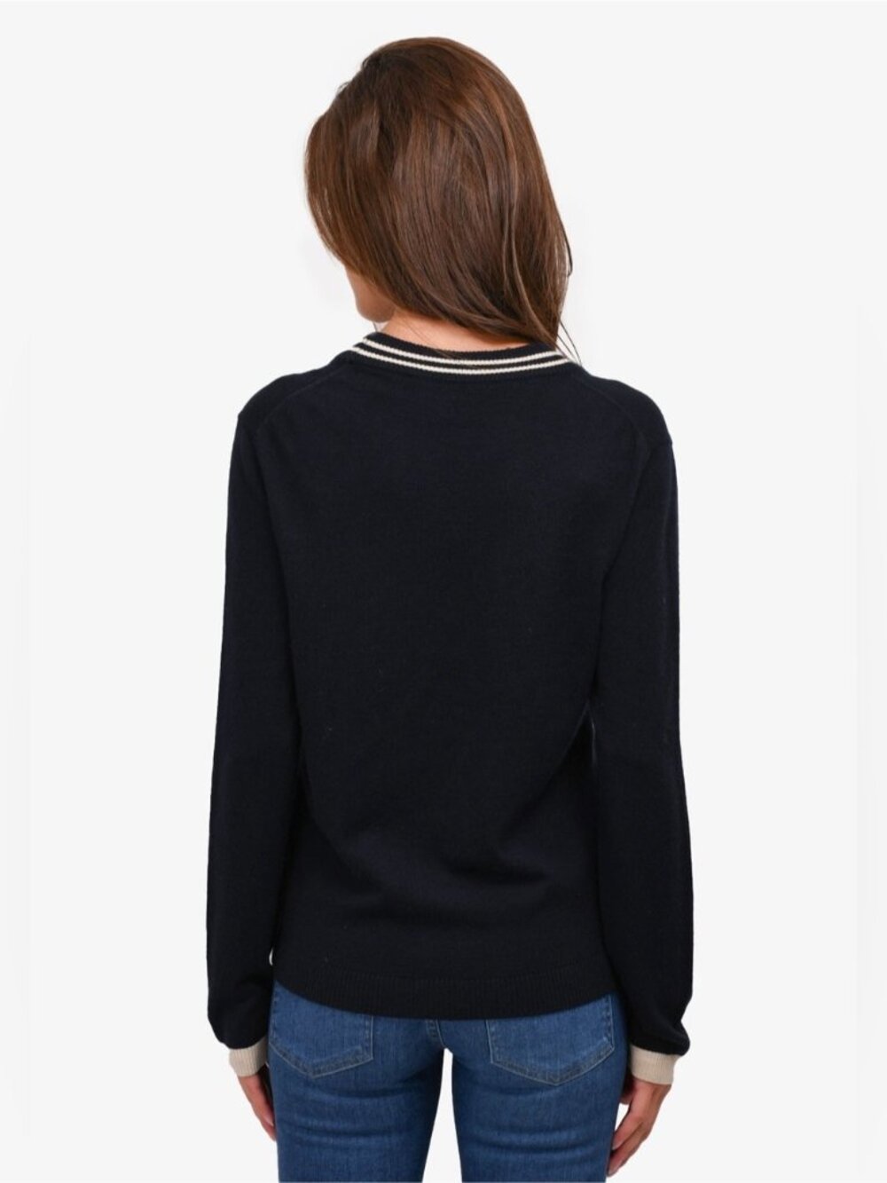 GUCCI NAVY Blue lightweight WOOL knit BEE EMBROIDERED CARDIGAN Jumper sweater M - Picture 2 of 8